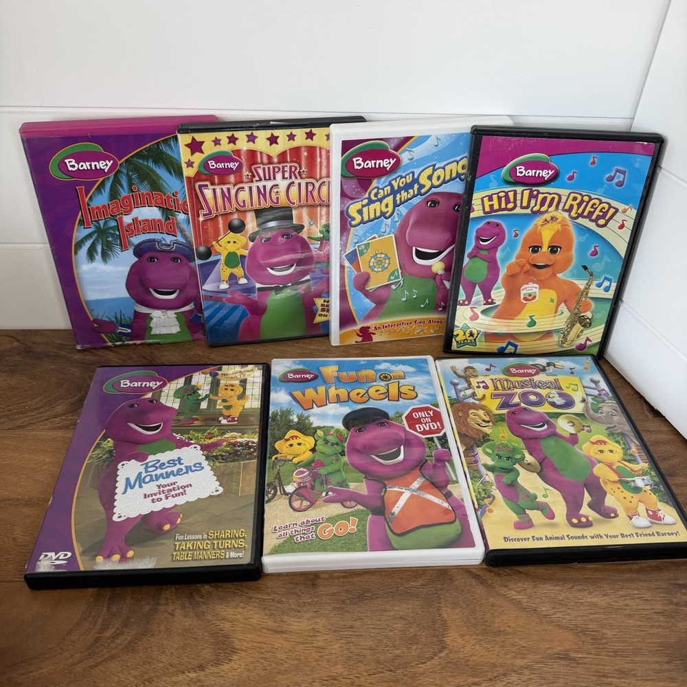 Lot Of 7 Vtg Barney DVDs 90s 2000s Good Working Cond Musical Sing Along